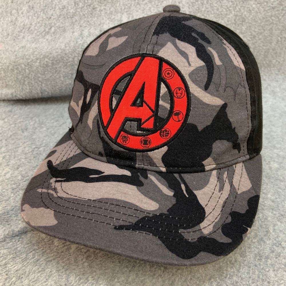 Avengers Logo Kids Grey Camo Marvel Hat Snapback Underbrim Graphic OSFM